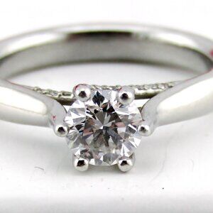 Certified Solid Platinum 1/2 Ct Natural Diamond Solitaire Engagement Ring Sz 5
